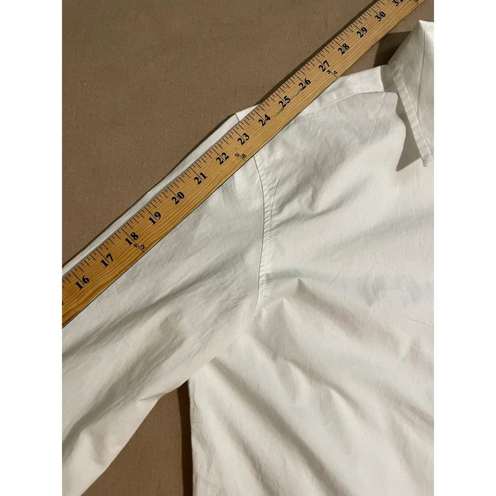 J. Crew Organic Cotton Button-Up Shirt Sz 6 Garcon White Minimalist Capsule Chic